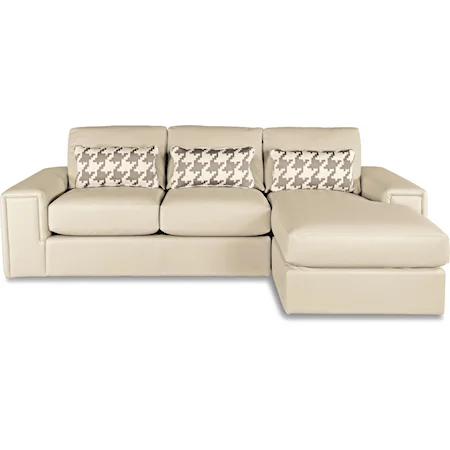 Two Piece Modern Sectional Sofa with Architectural Lines and RAF Chaise